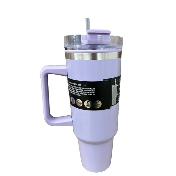 40oz Stainless Steel Tumbler –Insulated Double Wall w/ Handle, Straw & Twist Lid - Picture 2 of 16